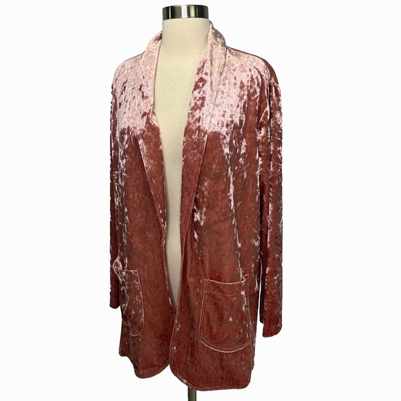 ABS Allen Schwartz Jackets & Blazers - Allen Schwartz Pink Crushed Velvet Open Blazer Sz M Holiday Feminine